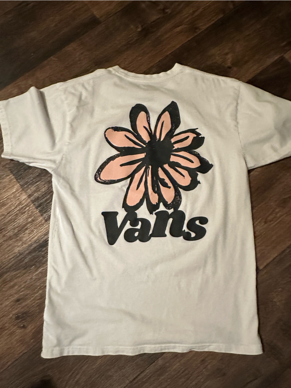 Vans Tee with Peach Floral and Black Logo